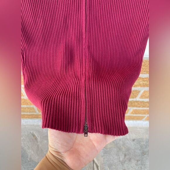 Rebecca Minkoff Magri in Wine Ribbed Knit Cutout Zip Back Dress small - Picture 10 of 13